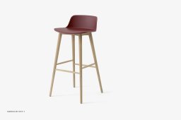 Rely HW123 Thekenhocker mit Kunststoffschale, Eiche lackiert, Red Brown | &Tradition