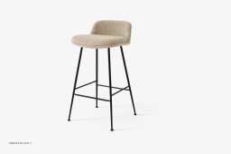 Rely HW84 Thekenhocker gepolstert mit Sitzkissen, Schwarz, Karakorum 003 | &Tradition