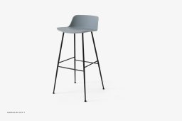 Rely HW86 Thekenhocker mit Kunststoffschale, Schwarz, Light Blue | &Tradition