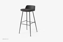 Rely HW87 Thekenhocker mit Kunststoffschale und Sitzkissen, Schwarz, Black, Re-Wool 0198 | &Tradition
