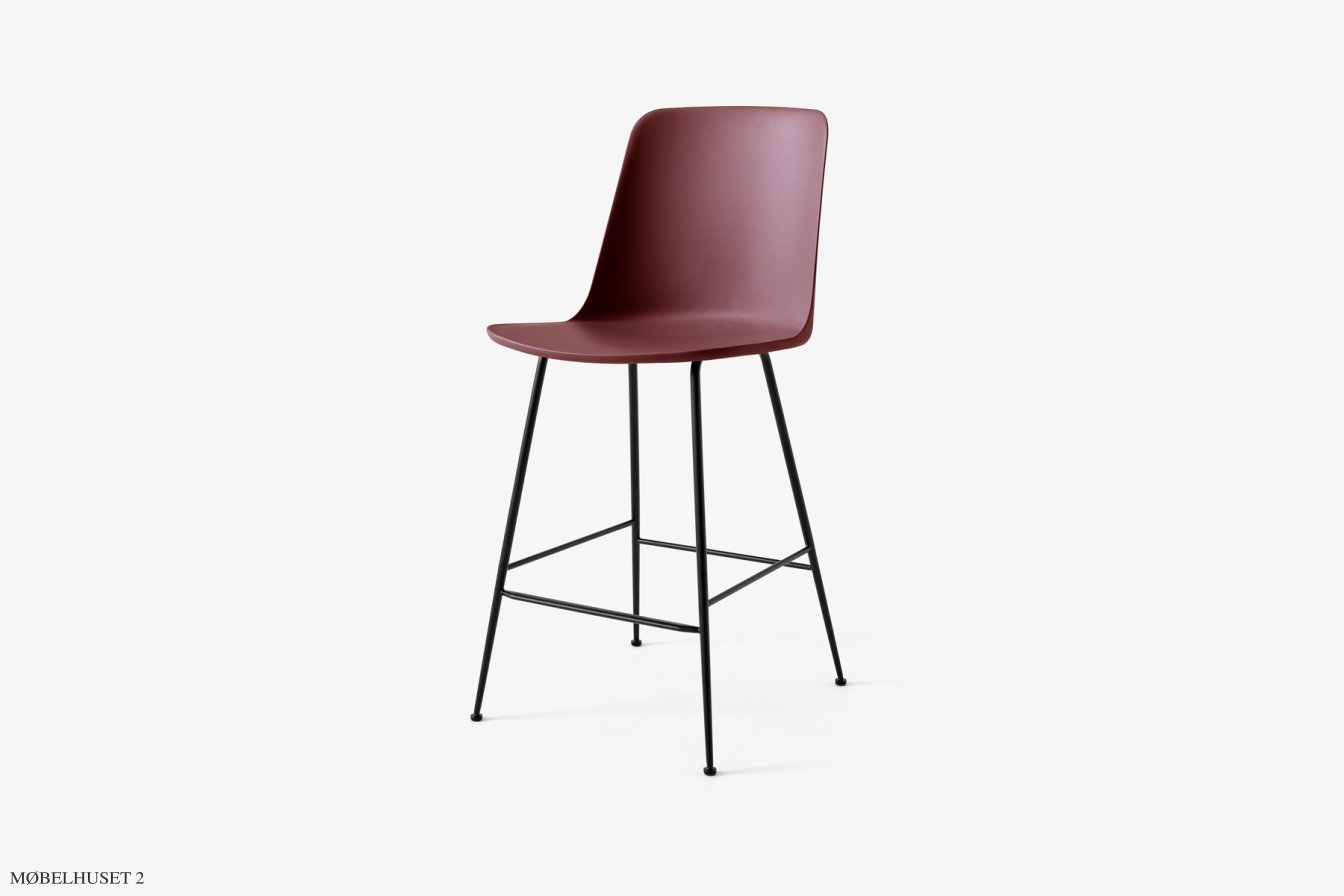 Rely HW91 Thekenhocker mit Kunststoffschale, Schwarz, Red Brown | &Tradition