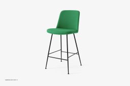 Rely HW94 Thekenhocker gepolstert mit Sitzkissen, Schwarz, Vidar 0932 | &Tradition