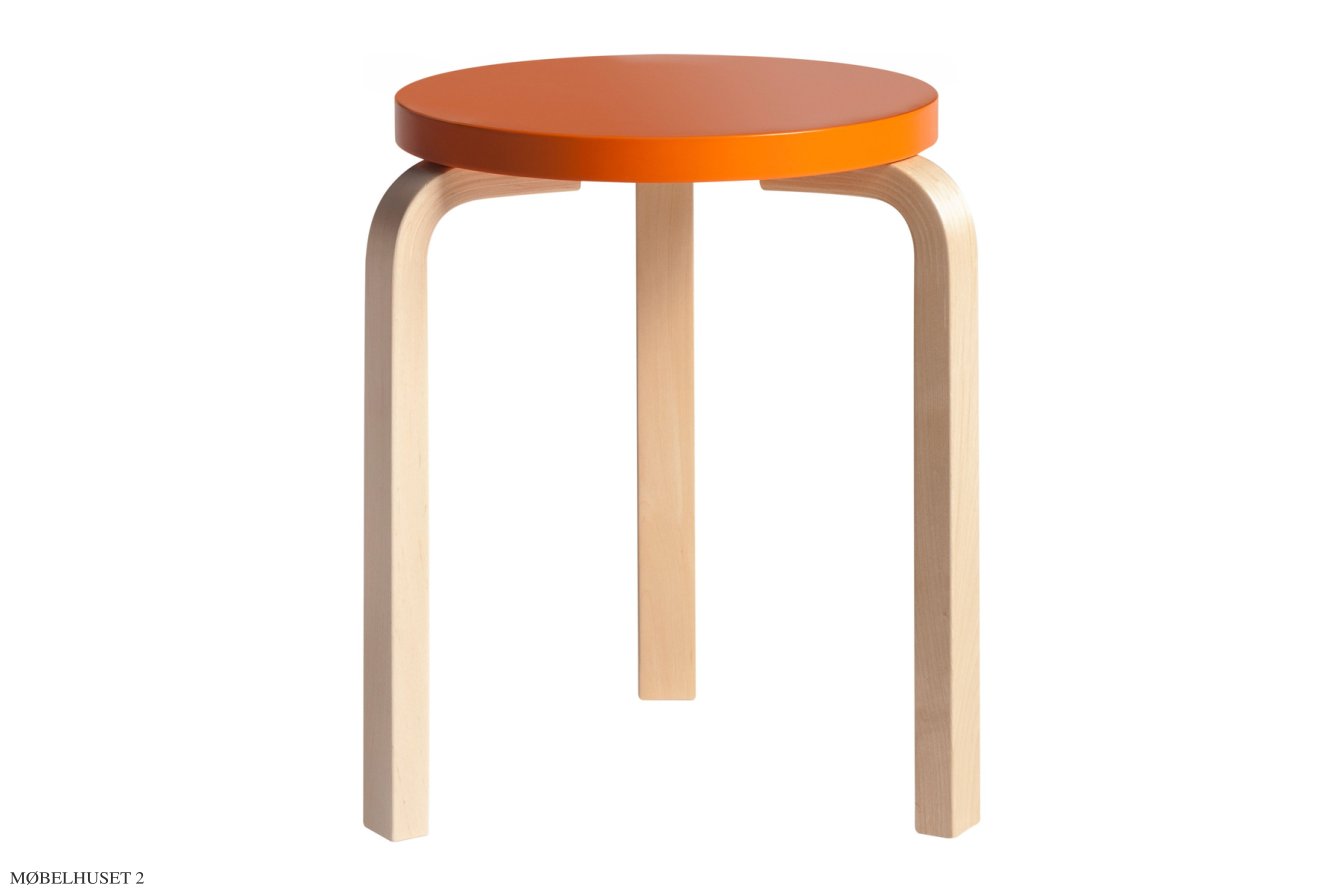 Stool 60 | Farve, Birk/orange lakeret | Artek