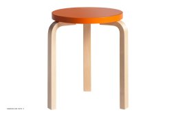 Stool 60 | Farve, Birk/orange lakeret | Artek