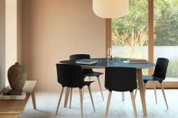T8 Bord, 150 x 127 cm, Linoleum schwarz, Eiche wei� pigmentiert matt lackiert | Andersen Furniture