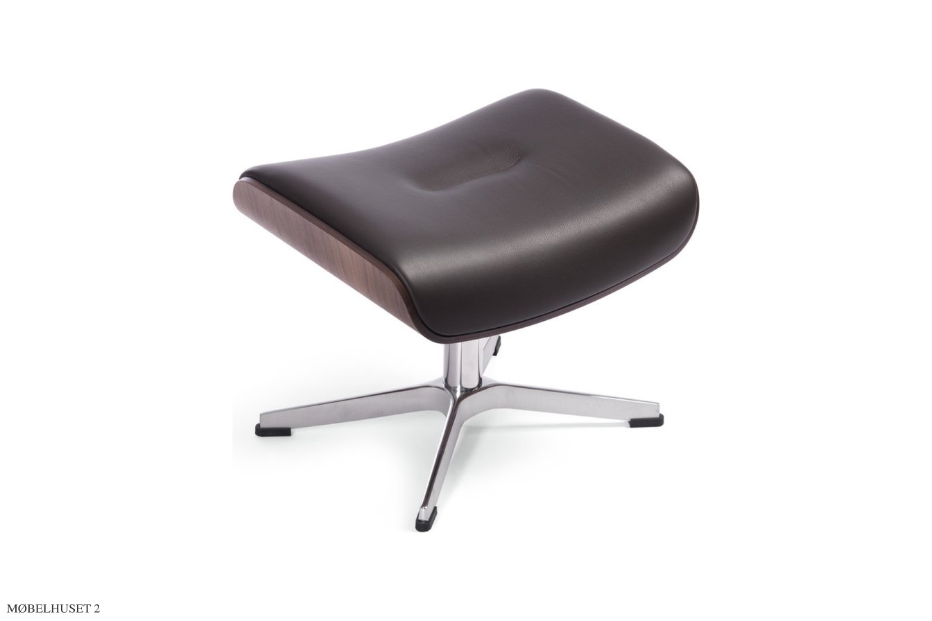 Timeout fodskammel, Valn�d, X-fod aluminium, L�der | Fantasy Black 89 | Conform
