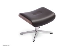 Timeout fodskammel, Valn�d, X-fod aluminium, L�der | Fantasy Black 89 | Conform