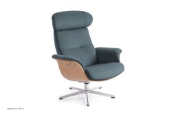 Timeout l�nestol, Eg lak, Drejefod aluminium, Stof | Evita Petrol 39 | Conform