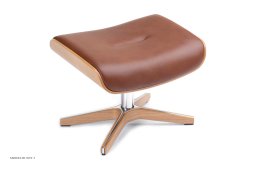 Timeout Large fodskammel, Eg lak, X-fod tr�/aluminium, L�der | Western Cognac 64 | Conform