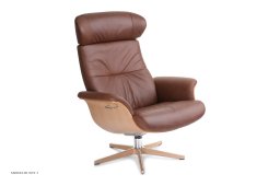Timeout Large l�nestol, Eg lak, Drejefod tr�/aluminium, L�der | Western Cognac 64 | Conform