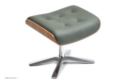 Timeout med indtr�kninger l�nestol, Eg lak, Quattro drejefod aluminium, L�der | Bolzano Sea grass 21 | Conform
