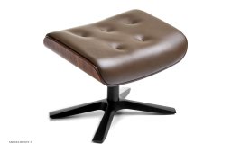 Timeout med indtr�kninger fodskammel, Valn�d, Quattro x-fod sort aluminium, L�der | Sorrento Nougat 66 | Conform