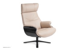 Afterwork 2 med regulerbar nakkest�tte l�nestol, Eg sortbejdset, Quattro drejefod sort aluminium, L�der | Sorrento Sand 60 | Conform