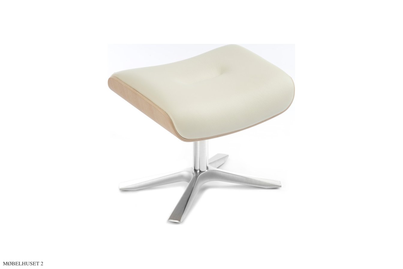 Air fodskammel, Eg ubehandlet, Quattro x-fod aluminium, L�der | Fantasy Pure white 02 | Conform
