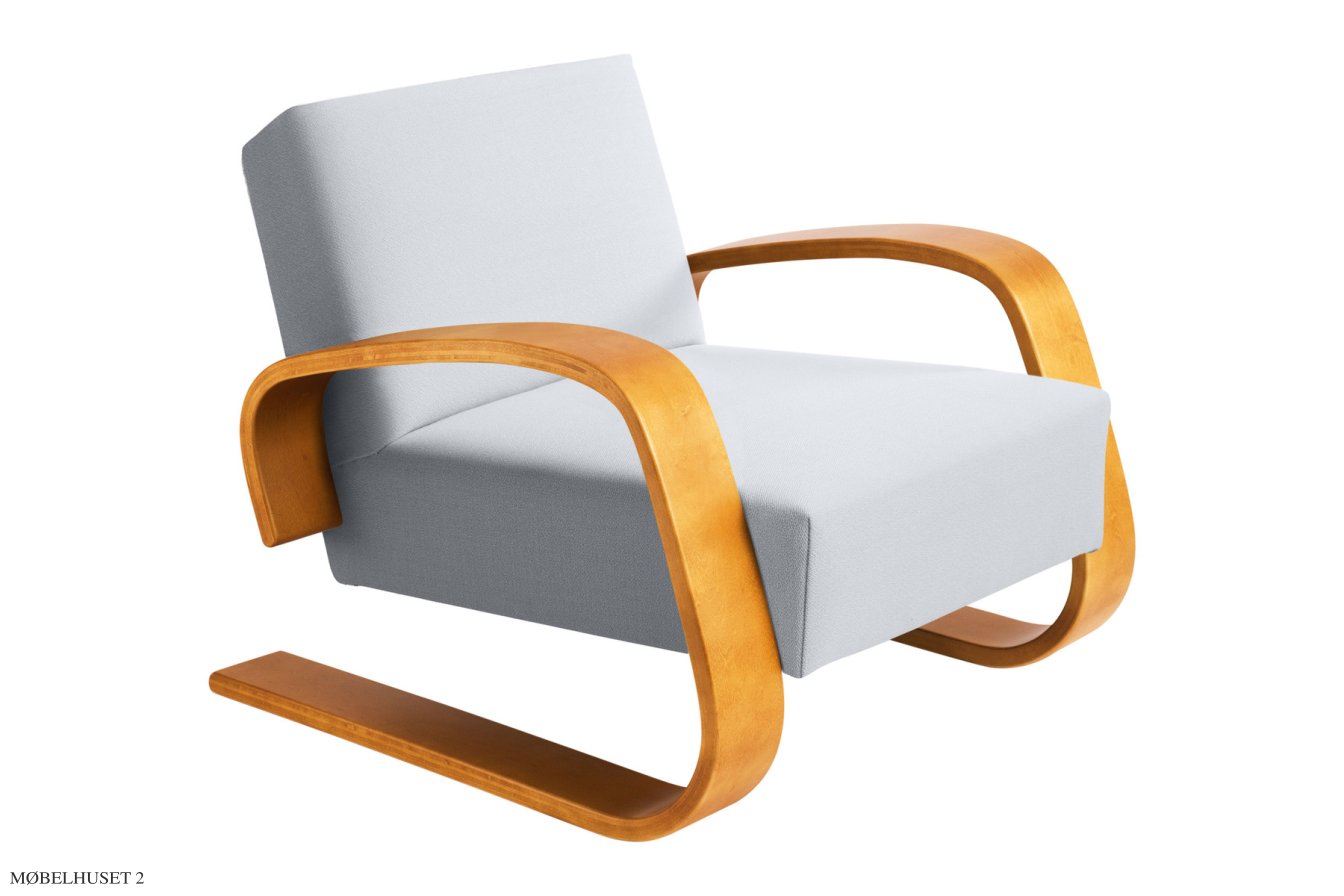 Armchair 400 \"Tank\" Sessel, Honig gebeizt | Stoff Tonus | Artek