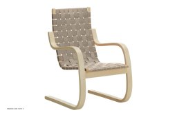 Armchair 406 Sessel, Birke/natur-schwarz Gurtband | Artek