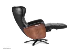 Aviora recliner l�nestol, Valn�d, Drejefod sort aluminium, L�der | Fantasy Black 89 | Conform