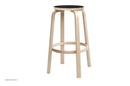 Bar Stool 64 | Farbe, Birke/schwarzes Linoleum, �54,5 x H75 cm | Artek