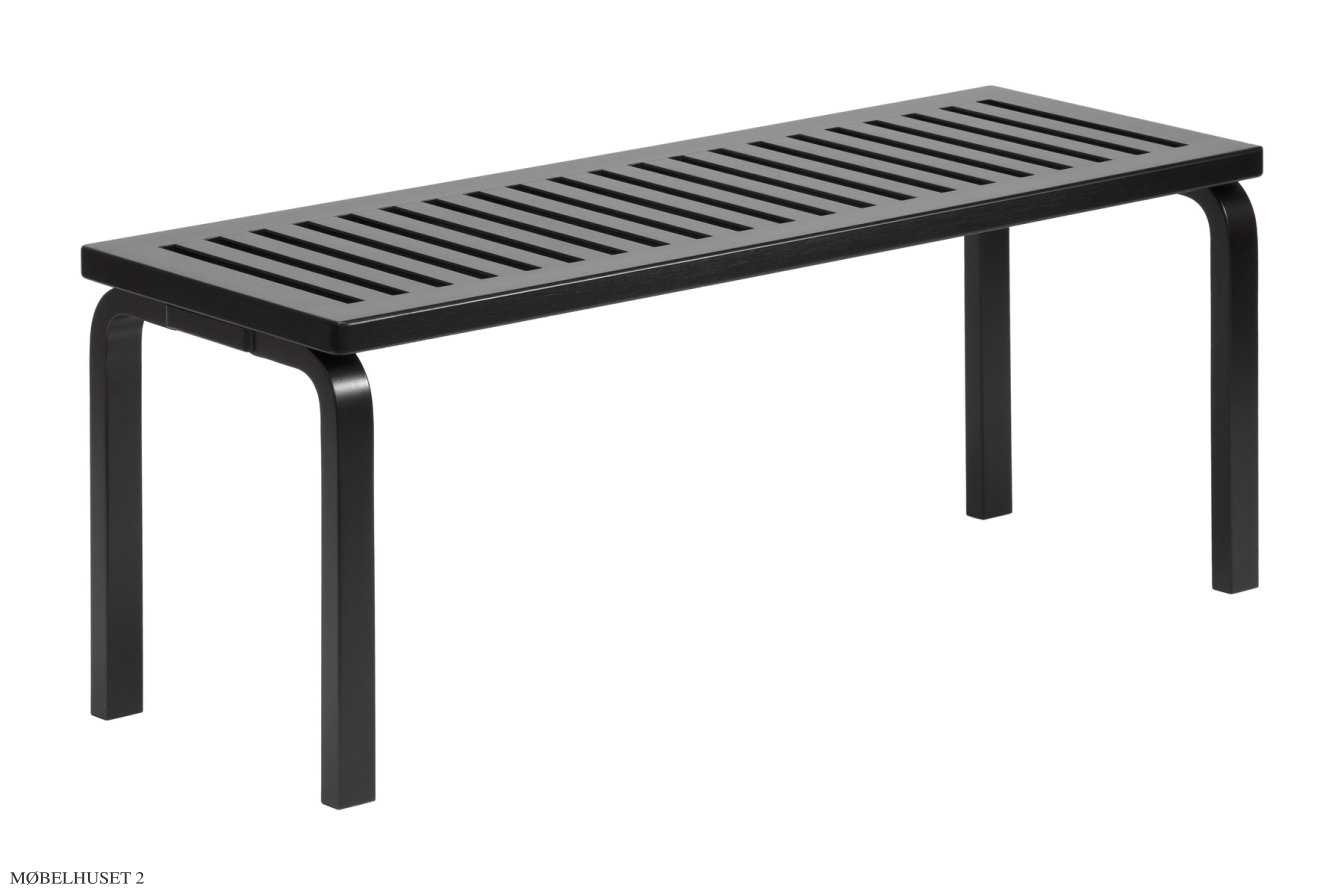 Bench 153A | Lamel top, Sortlakeret birk | Artek