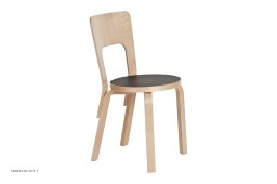 Chair 66 spisebordsstol, Birk/sort linoleum | Artek