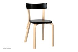 Chair 69 spisebordsstol, Birk/sort lakeret | Artek