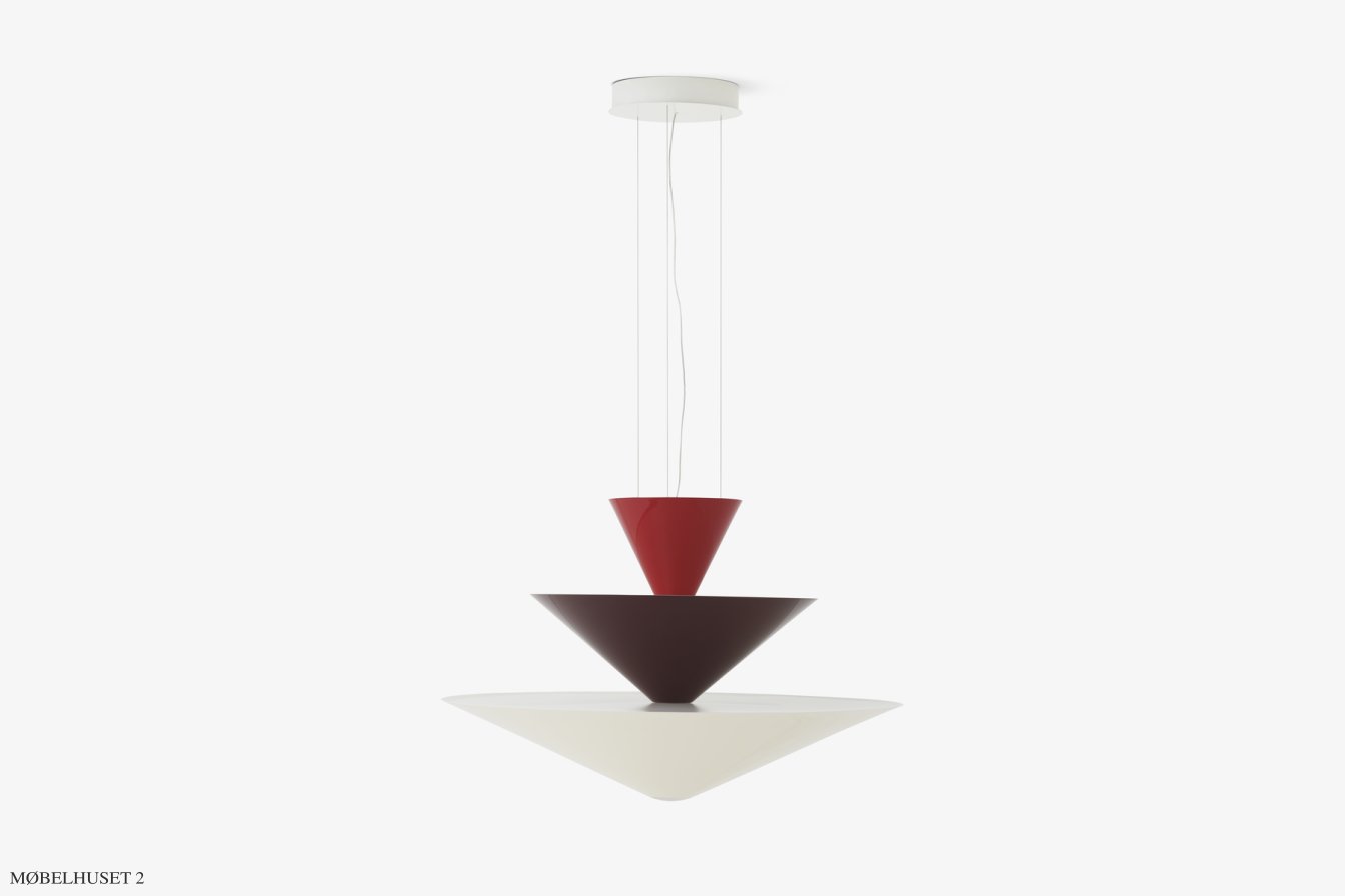 Gio LN14 & LN15 lysekrone, LN15 - �92 cm, Vermilion Red, Dark Burgundy & Ecru White | &Tradition