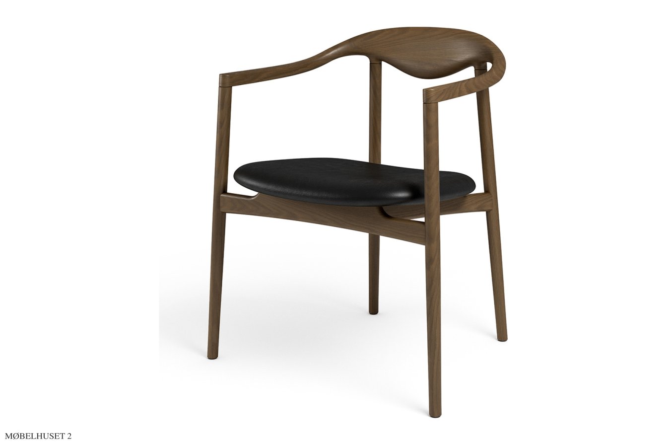 JARI Spisebordsstol, R�uchereiche ge�lt, Leder | Black | Brdr. Kr�ger