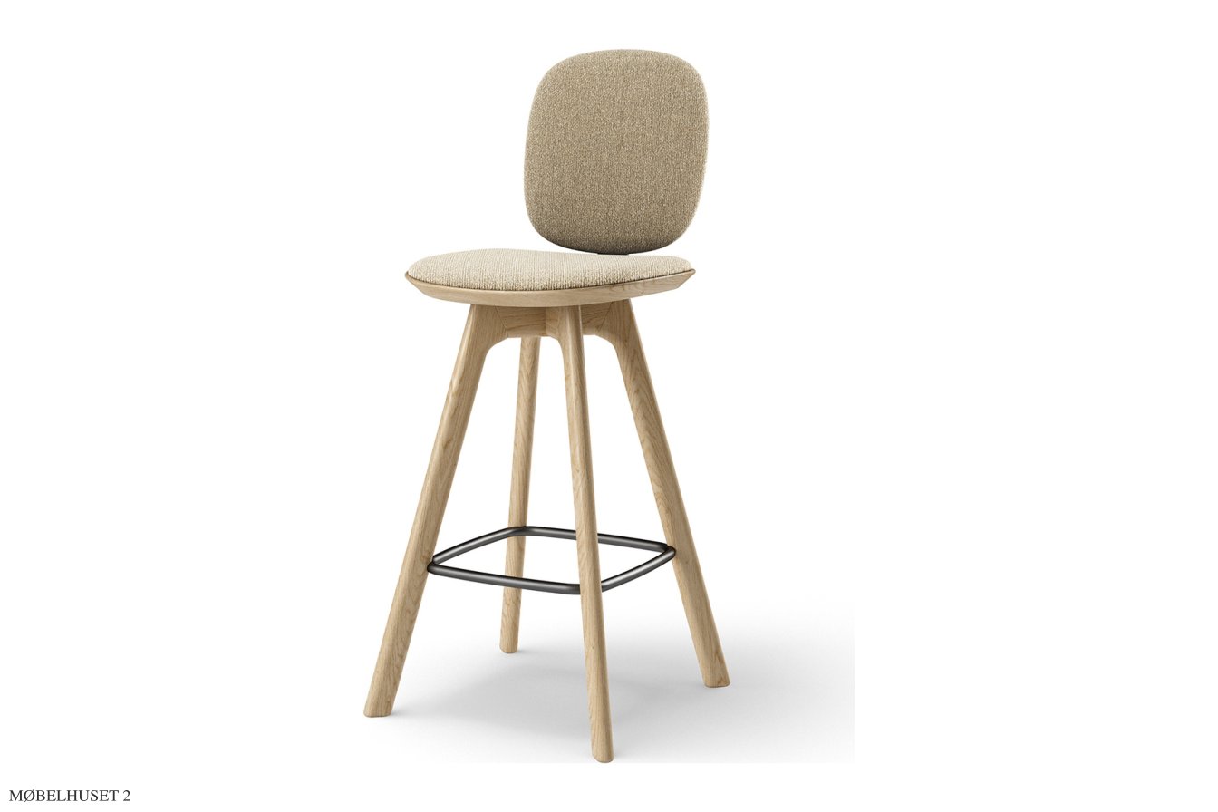 Pauline Comfort barstol, Thekenh�he 65 cm, Holzbeine, Eiche ge�lt, Stoff | Cream (Kvadrat Moss) | Brdr. Kr�ger