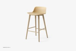 Rely HW118 Thekenhocker mit Kunststoffschale, Eiche lackiert, Beige Sand | &Tradition