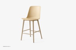 Rely HW128 Thekenhocker mit Kunststoffschale, Eiche lackiert, Beige Sand | &Tradition