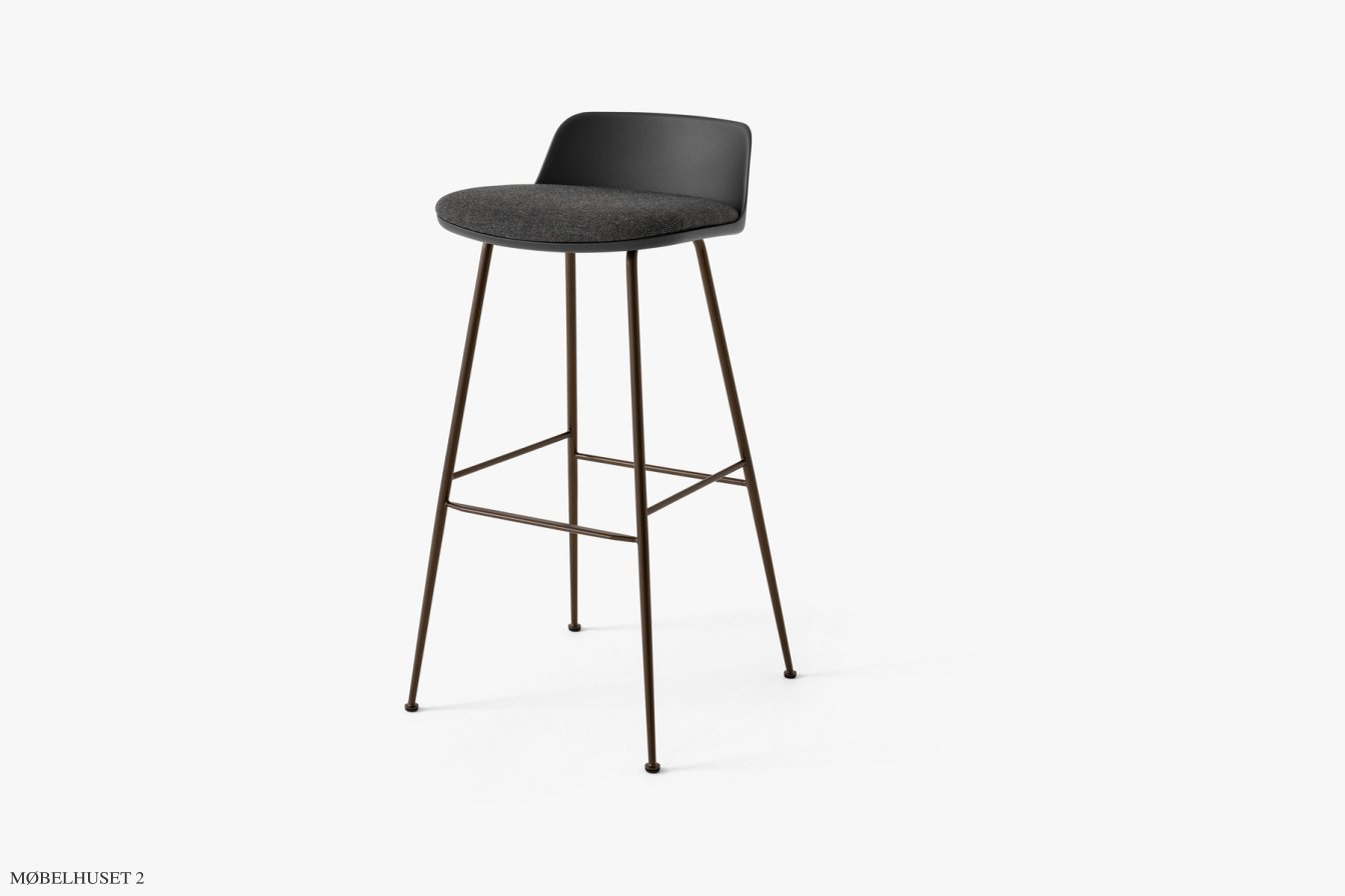 Rely HW87 Thekenhocker mit Kunststoffschale und Sitzkissen, Bronziert, Black, Re-Wool 0198 | &Tradition