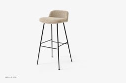 Rely HW89 Thekenhocker gepolstert mit Sitzkissen, Schwarz, Karakorum 003 | &Tradition