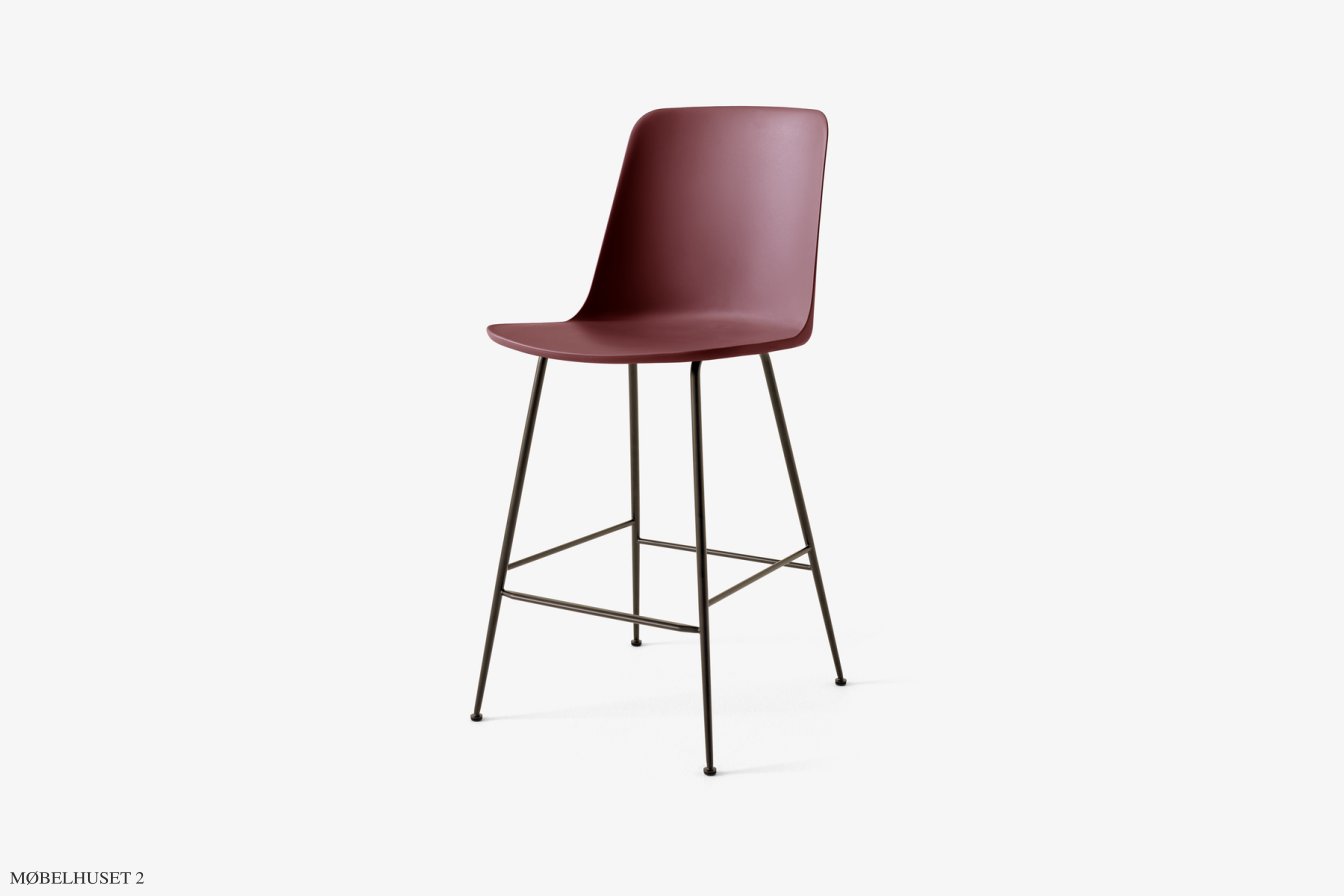 Rely HW91 Thekenhocker mit Kunststoffschale, Bronziert, Red Brown | &Tradition