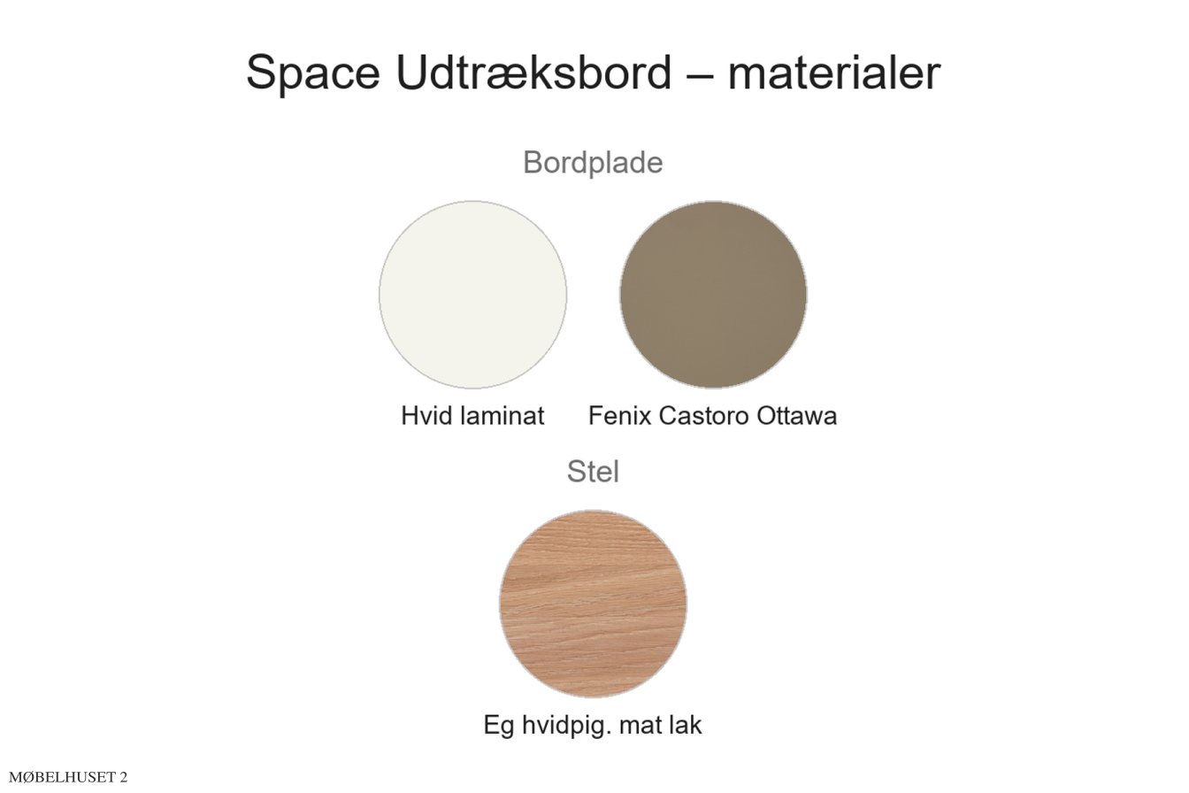 Space Udtr�ksbord, Material�bersicht | Andersen Furniture