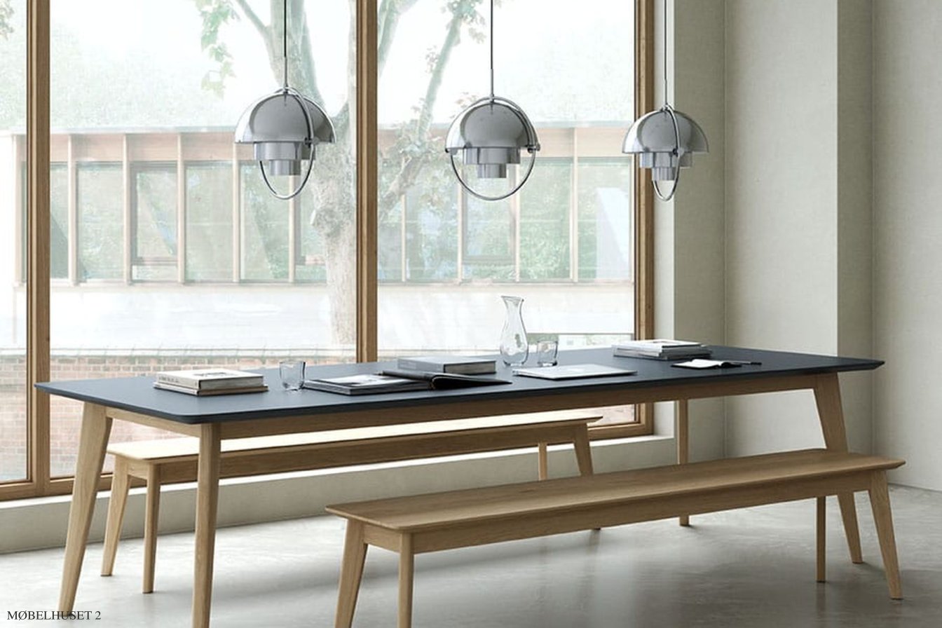 AD1 Bord, 280 x 110 cm, Wei�es Laminat, Eiche wei� pigmentiert matt lackiert | Andersen Furniture