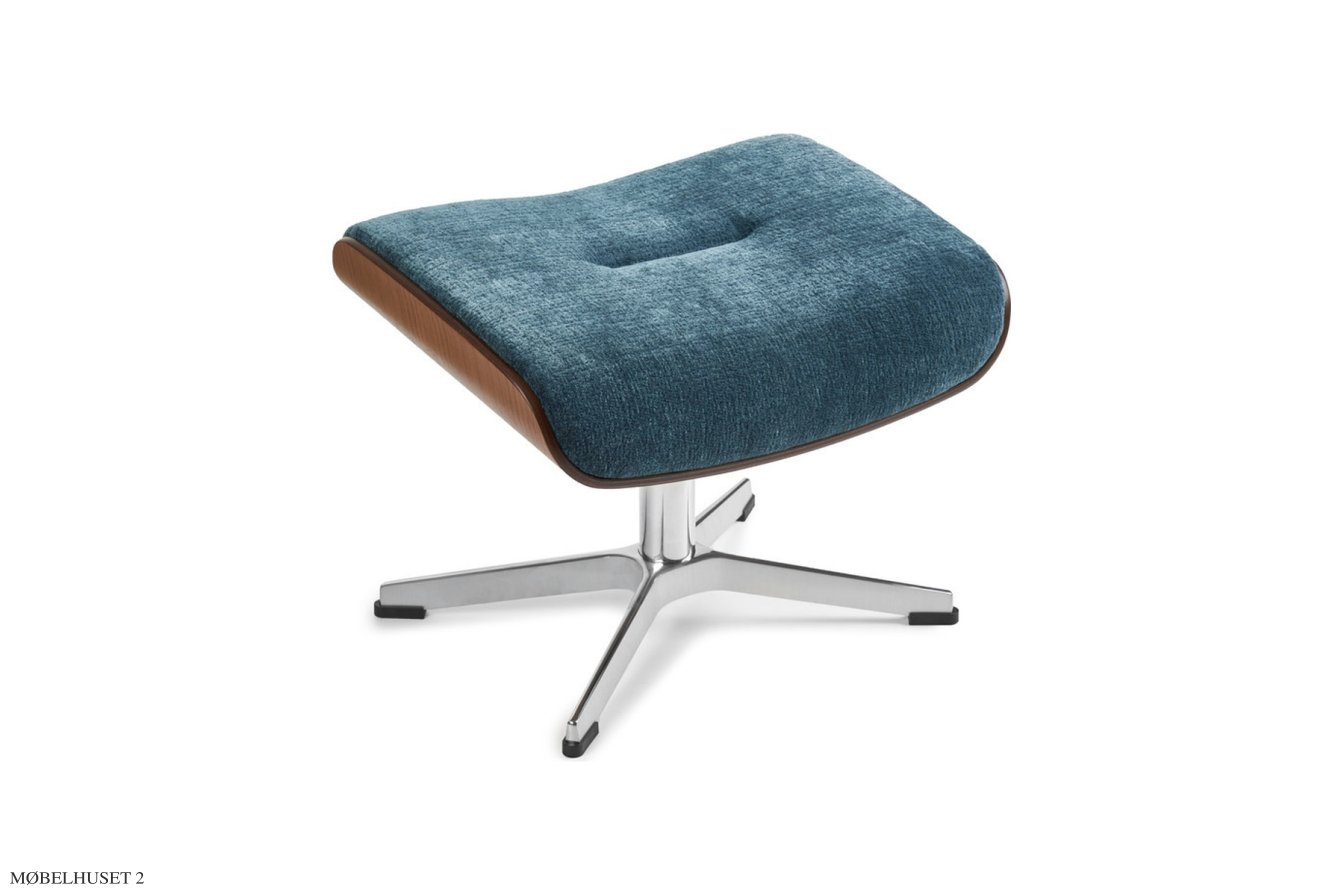 Air fodskammel, Valn�d, X-fod aluminium, Stof | Alice Petrol 45 | Conform