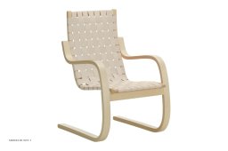 Armchair 406 Sessel, Birke/natur-wei� Gurtband | Artek