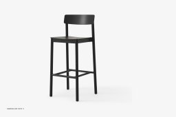 Betty TK15 & TK16 Barstuhl, TK16 - Sitz aus Furnier, Esche schwarz lackiert, Furnier | &Tradition