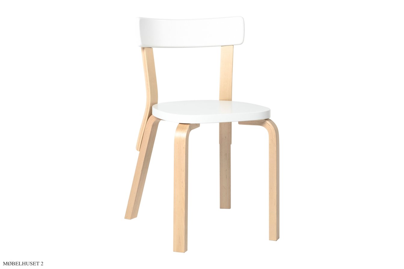 Chair 69 spisebordsstol, Birk/hvid lakeret | Artek