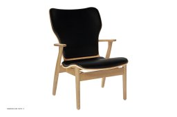 Domus Lounge Chair Sessel, Birke lackiert | Prestige Leder schwarz | Artek