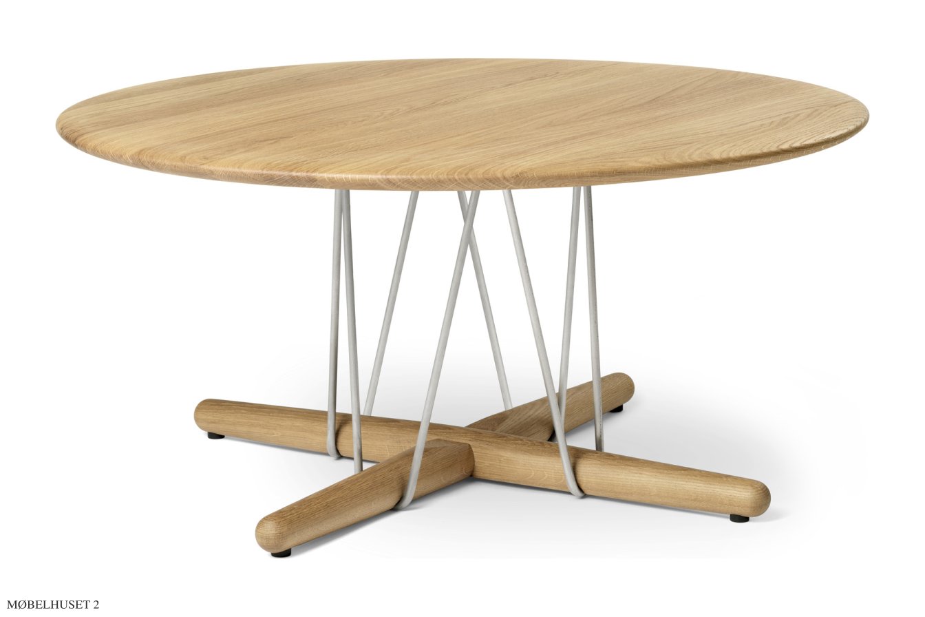 E021 Embrace sofabord, �80 cm, eg olie, rustfrit st�l | Carl Hansen & S�n