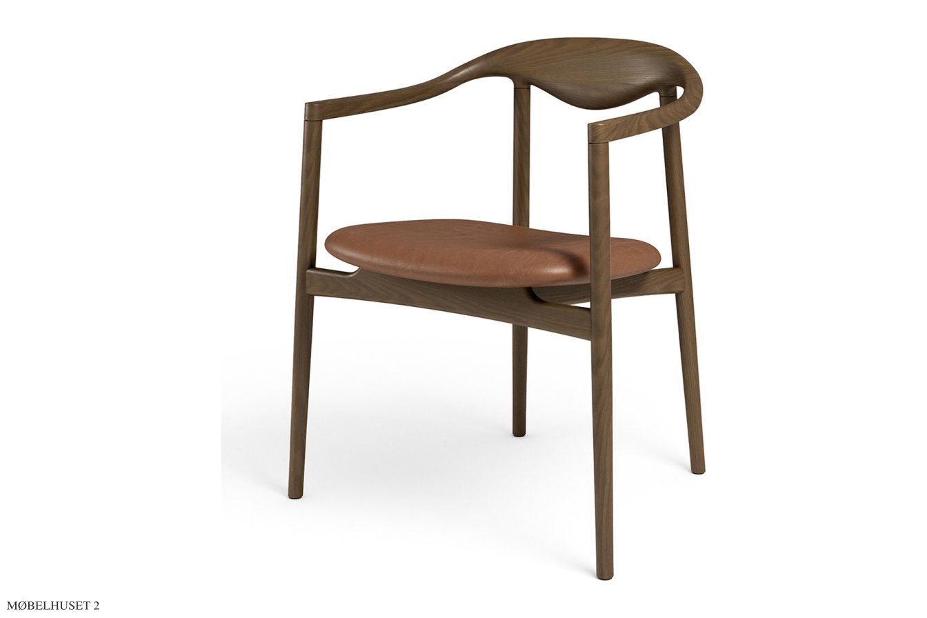 JARI Spisebordsstol, R�uchereiche ge�lt, Leder | Brandy | Brdr. Kr�ger