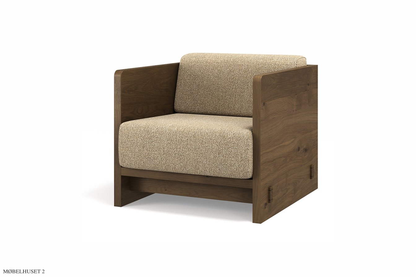 KARM Sofa, 1-Sitzer, R�uchereiche ge�lt, Stoff | Cream (Kvadrat Moss) | Brdr. Kr�ger