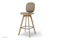 Pauline Comfort barstol, Thekenh�he 65 cm, Holzbeine, Eiche ge�lt, Leder | Almond | Brdr. Kr�ger