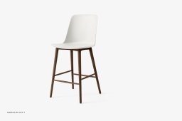 Rely HW128 Thekenhocker mit Kunststoffschale, Walnuss lackiert, White | &Tradition