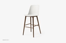 Rely HW133 Thekenhocker mit Kunststoffschale, Walnuss lackiert, White | &Tradition