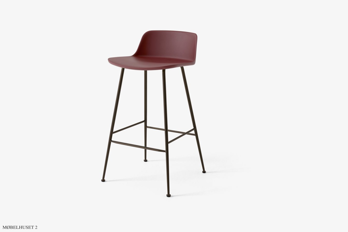 Rely HW81 Thekenhocker mit Kunststoffschale, Bronziert, Red Brown | &Tradition