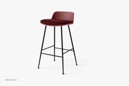 Rely HW82 Thekenhocker mit Kunststoffschale und Sitzkissen, Schwarz, Red Brown, Vidar 0693 | &Tradition