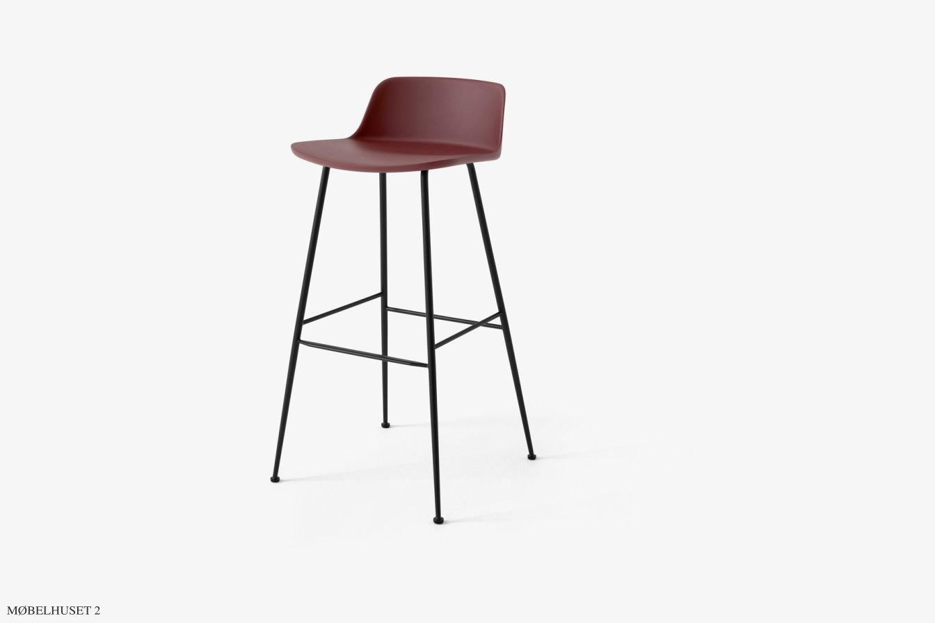 Rely HW86 Thekenhocker mit Kunststoffschale, Schwarz, Red Brown | &Tradition