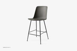 Rely HW91 Thekenhocker mit Kunststoffschale, Schwarz, Stone Grey | &Tradition